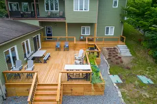 A finished new backyard deck