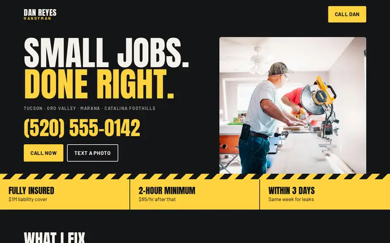 Dan Reyes Handyman as first written: black and yellow