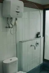A finished tiled shower